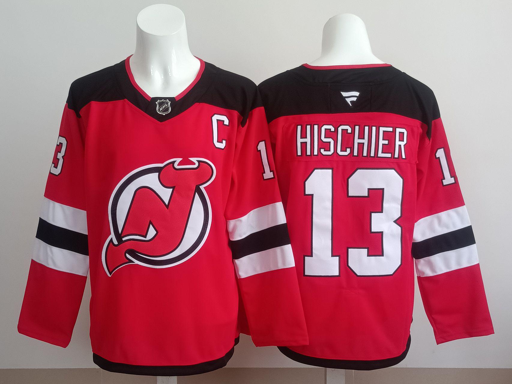 Men 2025 New Jersey Devils #13 Hischier Red NHL Jersey style 01